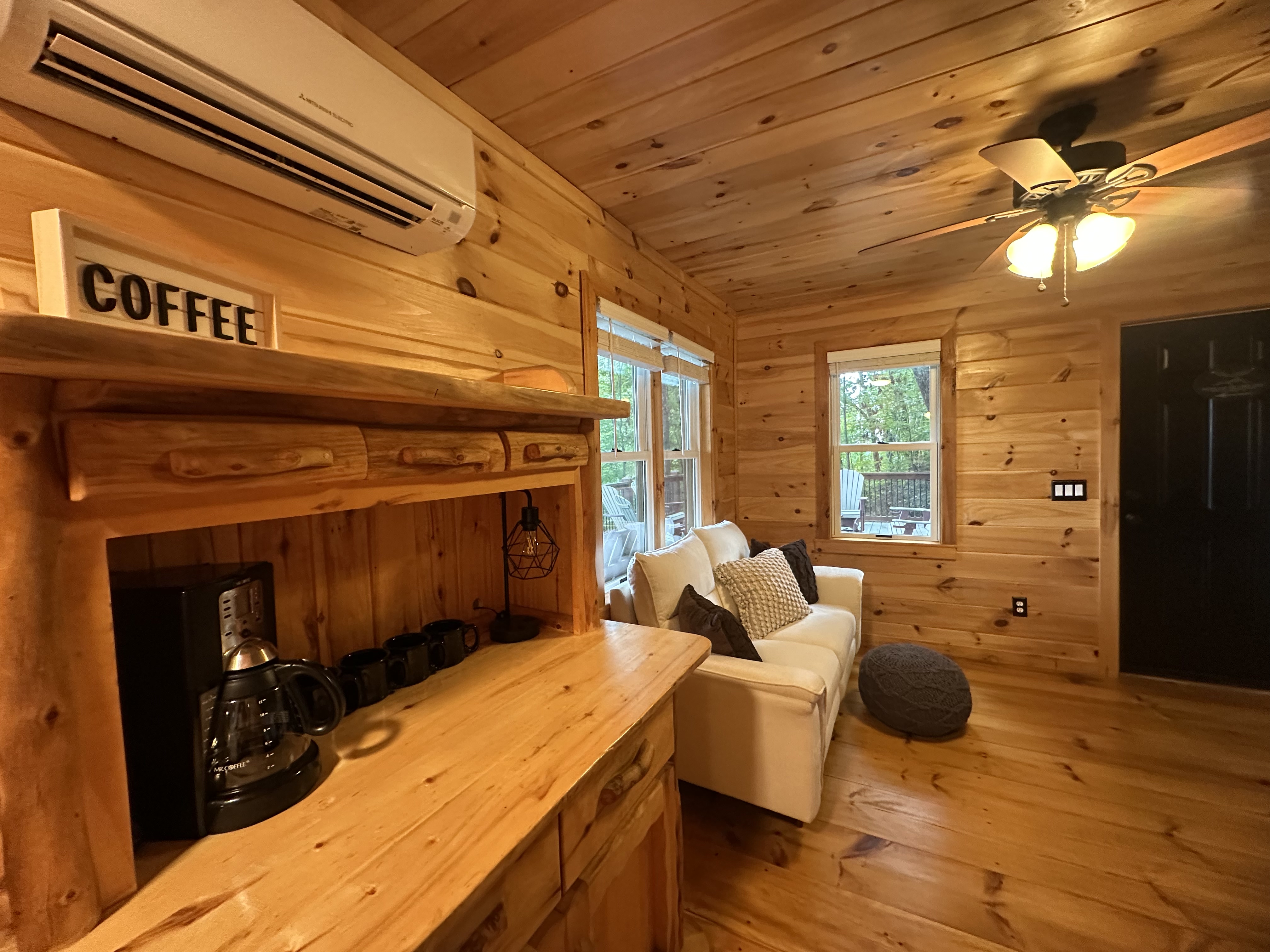 Lower level coffee nook — because mountain mornings deserve a second cup.